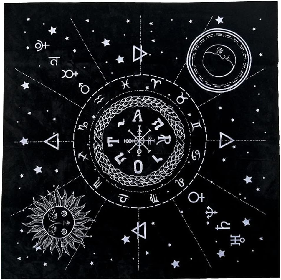 Luckgo ゲームテーブルクロス12星座タロットカードテーブルクロスベルベット占い祭壇布ボードゲーム