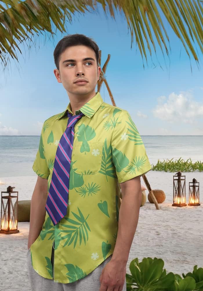 DAZCOS US Size Green Printed T-Shirt Tie for Mens Hawaiian Floral Shirts for Cosplay and St. Patrick's Day