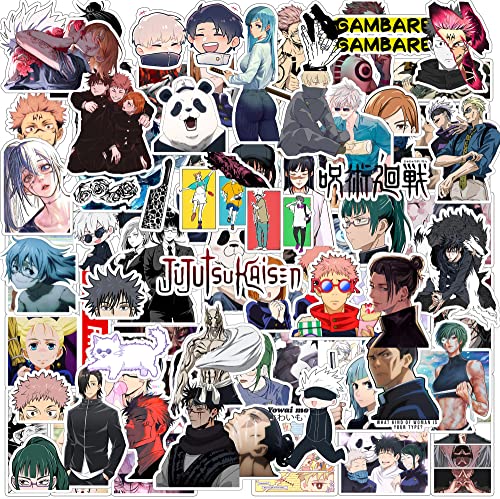 Image of Vinyl Pack of 75+ Jujutsu Kaisen Stickers for Laptop, Phone Case, Guitar, Bike, Pc, Scrapbook etc. Waterproof Glossy Laminated Residue Free Anime Stickers, self-adhesive, 6 cm
