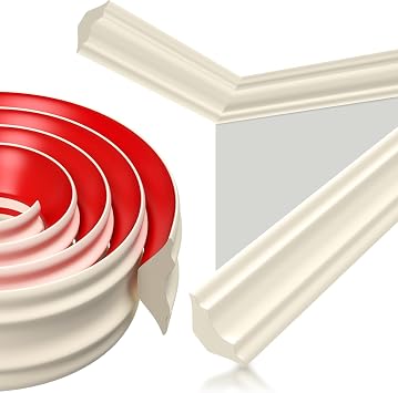 Pushglossy Ceiling Crown Molding Trim 79" Length 2" Wide Self Adhesive Crown Molding Peel and Stick Ceiling Trim Off white Wall Decorative Ceiling Moulding for DIY Home Indoor Craft
