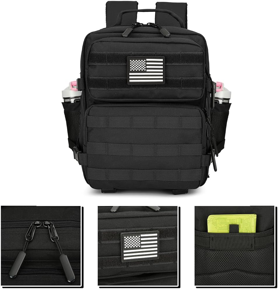 9L Mini Tactical Backpack for Men and Women, Tactical Backpack Small for Hiking, Small Tactical Bag(Black) - Image 6