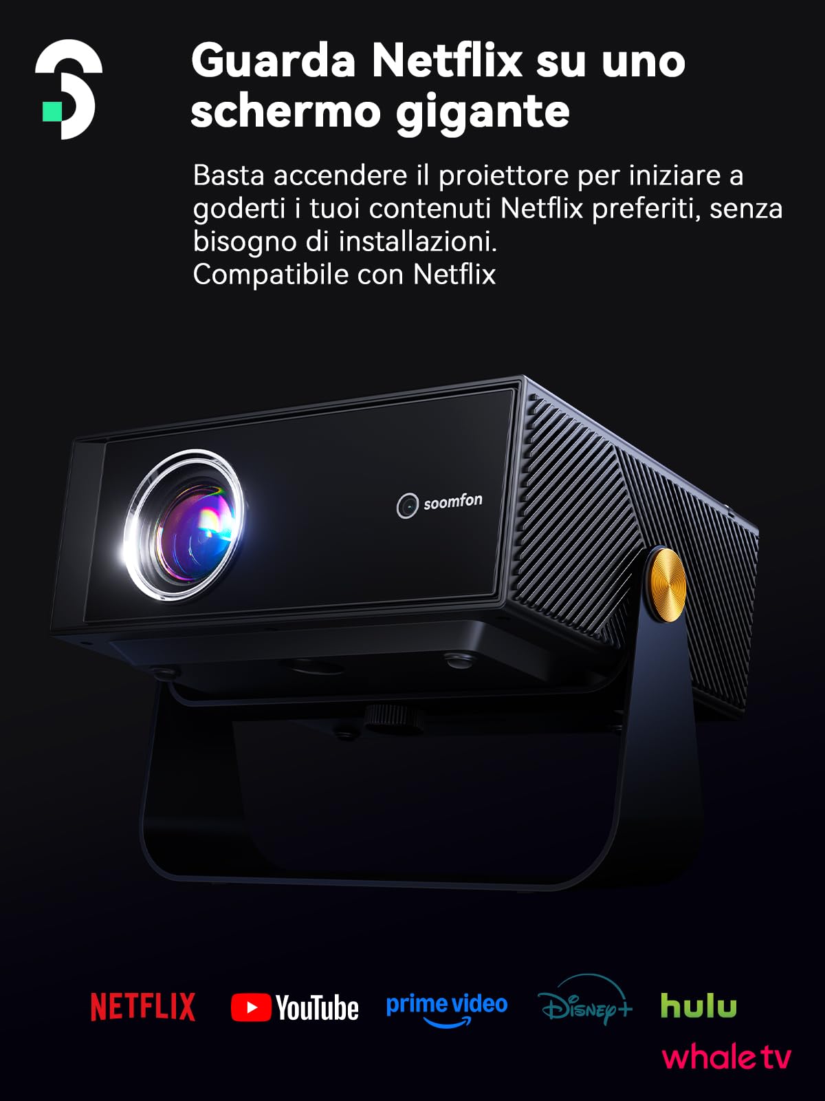 Proiettore WiFi SK3 SOOMFON 1080P 360° Rotazione - Dettaglio