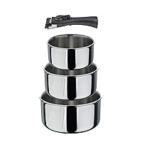 BERGNER- Set 4 pezzi casseruole salvaspazio con manico rimovibile in acciaio inox nero