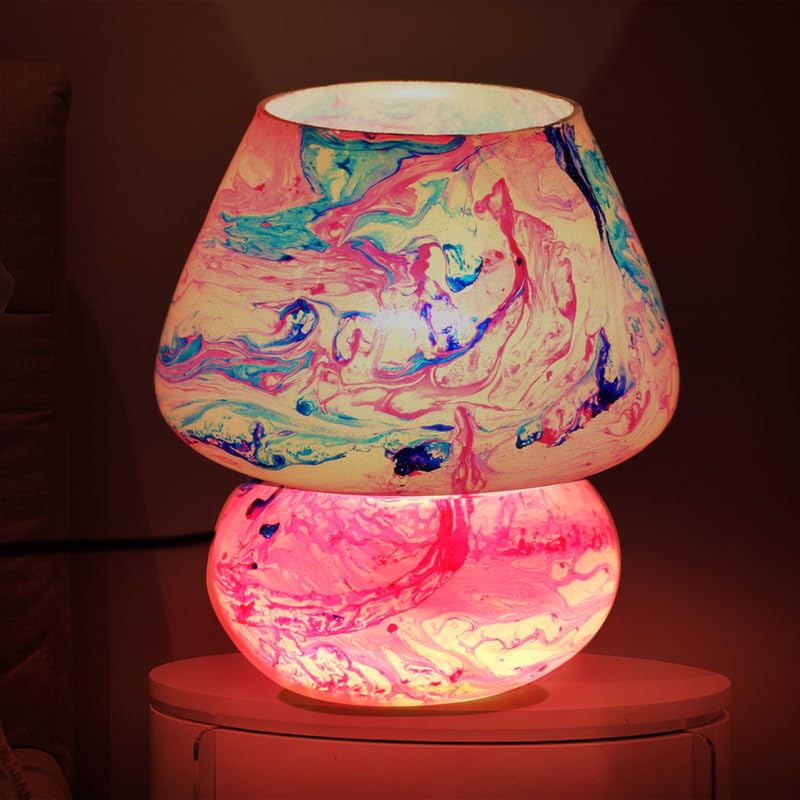 Image of Pure Source India Glass Marble Design Mosaic Lamp for Home Decor, Indoor Lighting, Living Room (L-5 X H-17CM) (Pink)