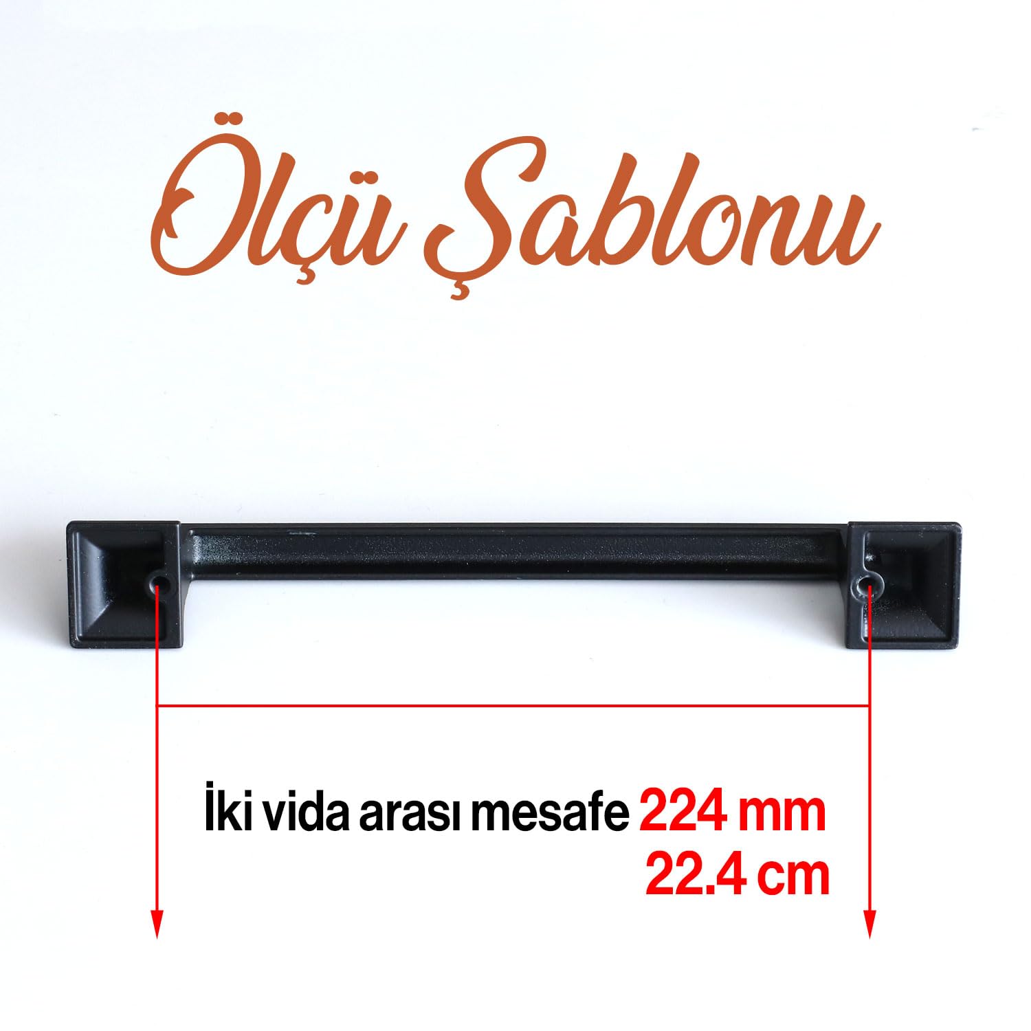 Badem10 Gama 224 mm Siyah Kulp Metal Mobilya Çekmece Dolabı Mutfak Dolap Kulpları Kapak Kulbu Kulpu 22.4 cm