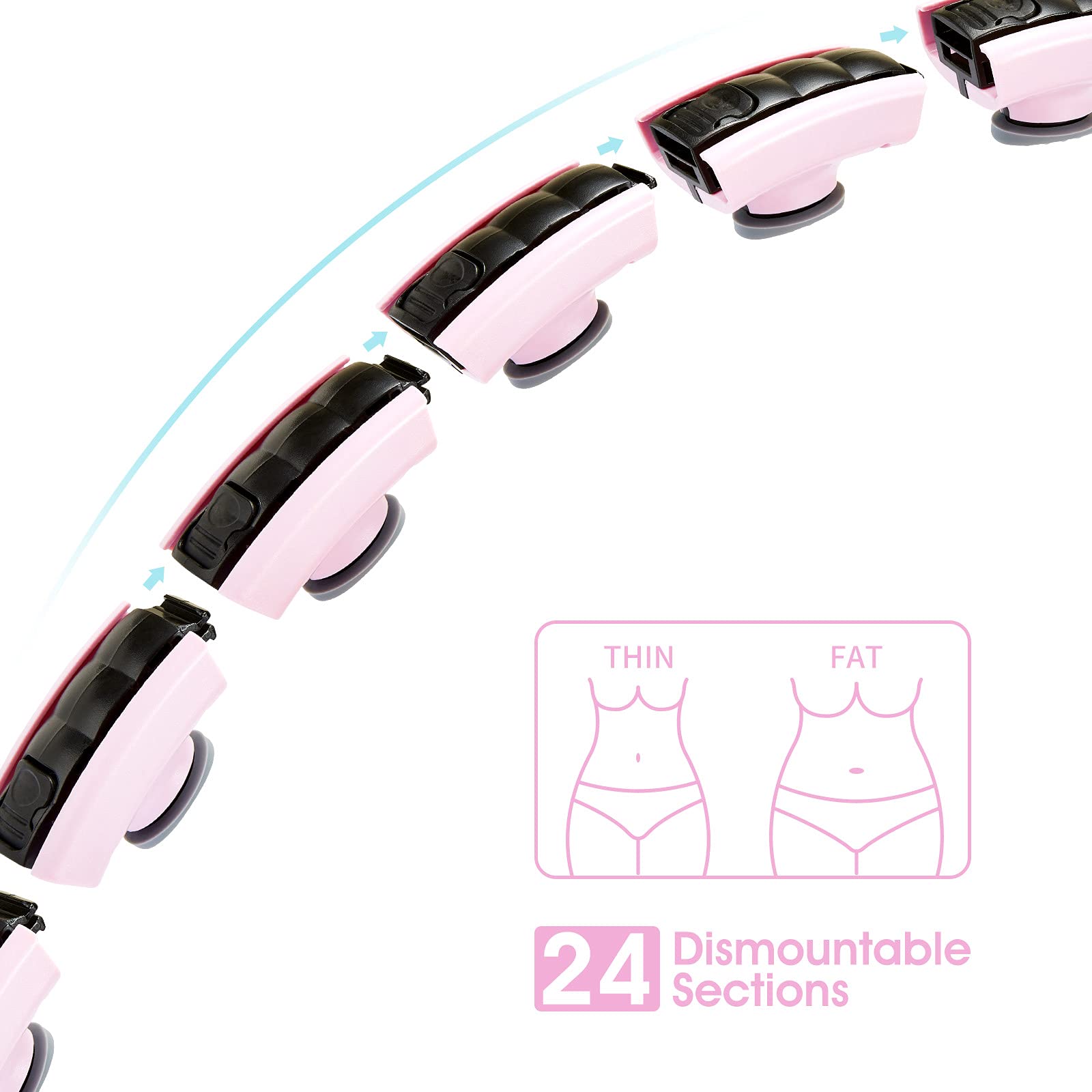 TOPLUS Smart Hula Hoop Fitness Reifen Verstellbare Hula Hoop mit Schwerkraft Ball, 360°Surround Massage Hoop für Erwachsene, Kinder und Anfänger