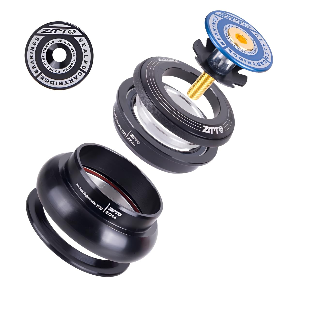 ZTTO Bike Headset, MTB 44mm ZS44 EC44 CNC 1 1/8"-1 1/2" Straight Tube Frame to Tapered Tube Fork 1.5 Adapter Headset (Blue)