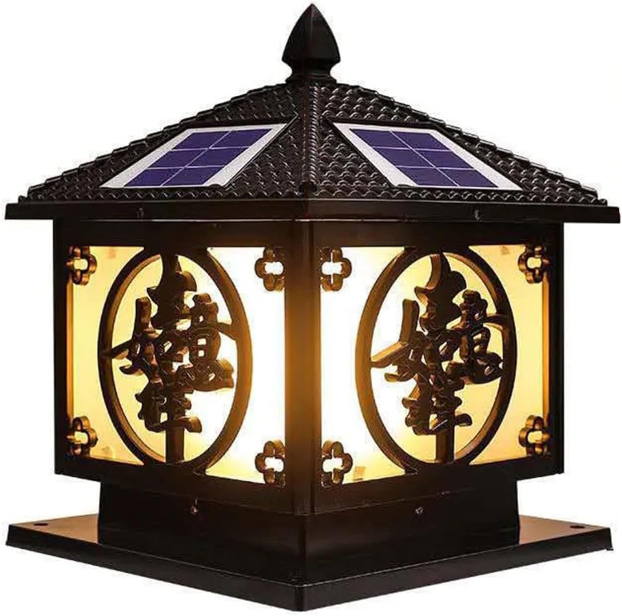 Lampe de pilier solaire étanche IP65 noire 25cm à haute autonomie extérieure
