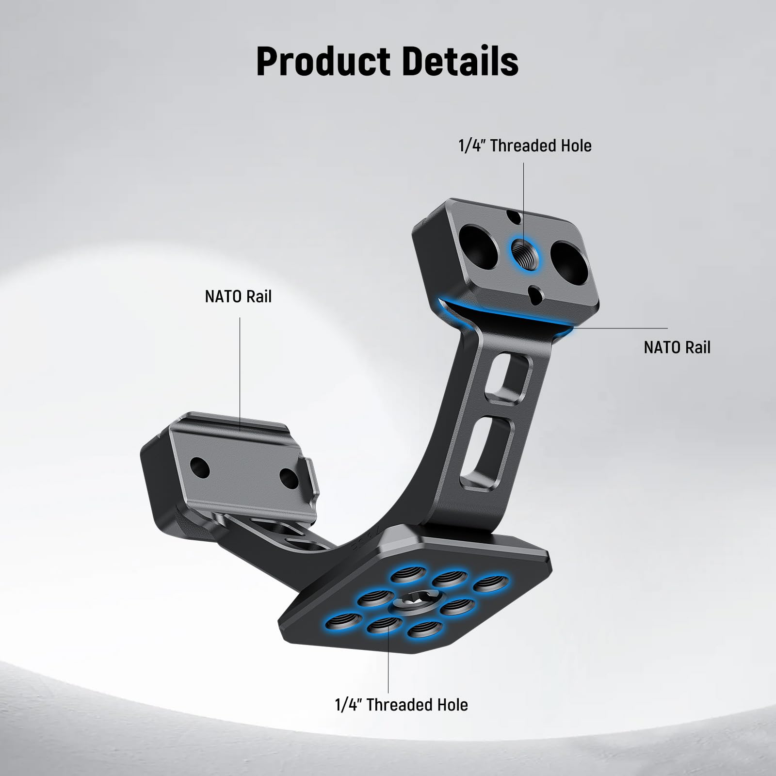 NEEWER Adapter montażowy do RS3 Pro i RS4 Pro, płytka szybkiego uwalniania typu Arca z szyną NATO, kompatybilna z baterią SmallRig Shoulder Rig V Mount Battery DJI RS 3 PRO RS 4 PRO, GA030P