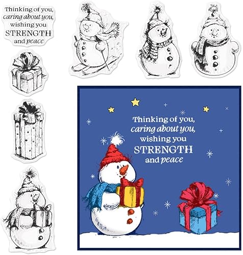 Sellos transparentes de muñeco de nieve de Feliz Navidad para hacer tarjetas y decoraciones de álbumes de fotos, sellos de regalo de Navidad, disponible en Yaxa Peru