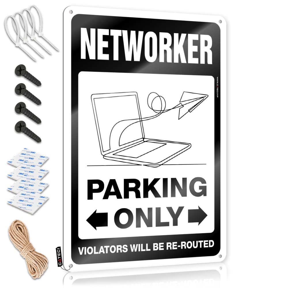 KRAZMURONGD Metal Man Cave Decor Networker Parking Only Tin Sign Funny Garage Bar Signs Signs For Room