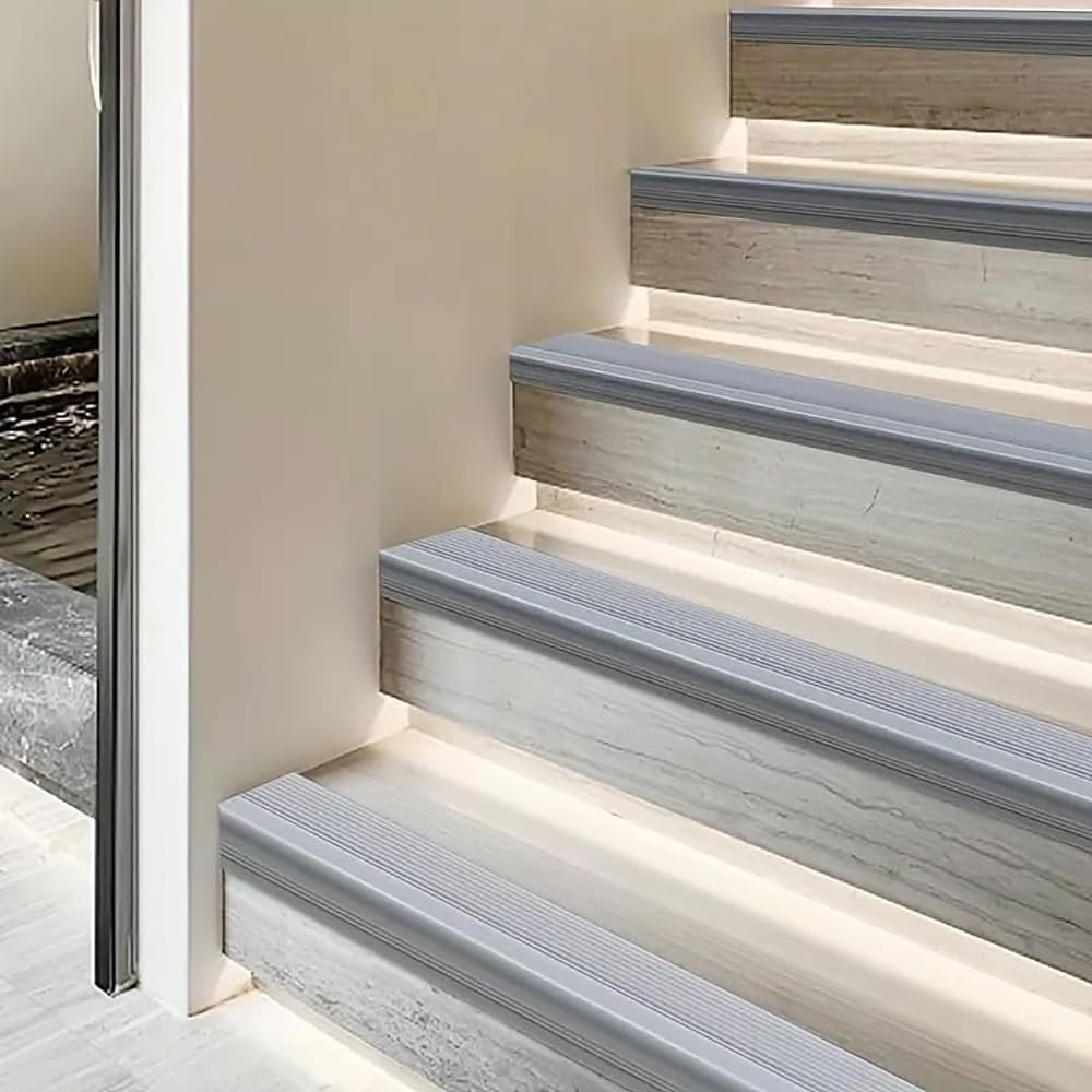 Traprandprofiel zelfklevend 6 meter traprandprofiel, antislip, flexibele rubberen traprandbescherming voor buiten en binnen, zwart