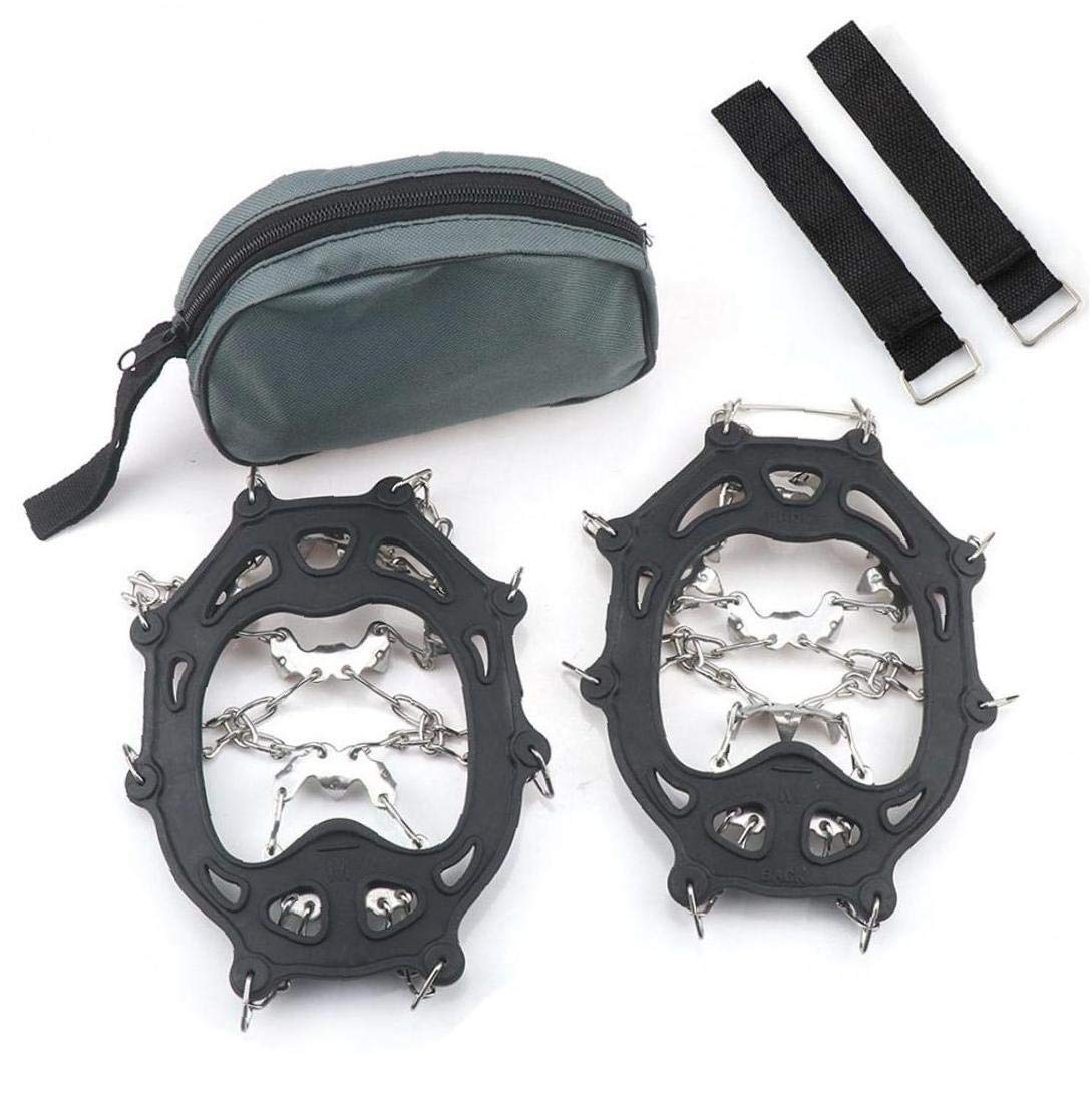 EIS Schneegriffe Tranction Cleats Steigeisen mit 19 Spikes Schwarz zum Gehen Klettern auf Schnee und EIS (l)