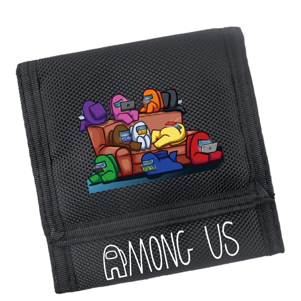 POONGNEEGame Around Cartoon Slim Canvas Wallets Among Front Pocket Tri-Fold with Card Slots Holder and ID Window for Teen Boys Girls Kids Wallet Gift (Style 4)