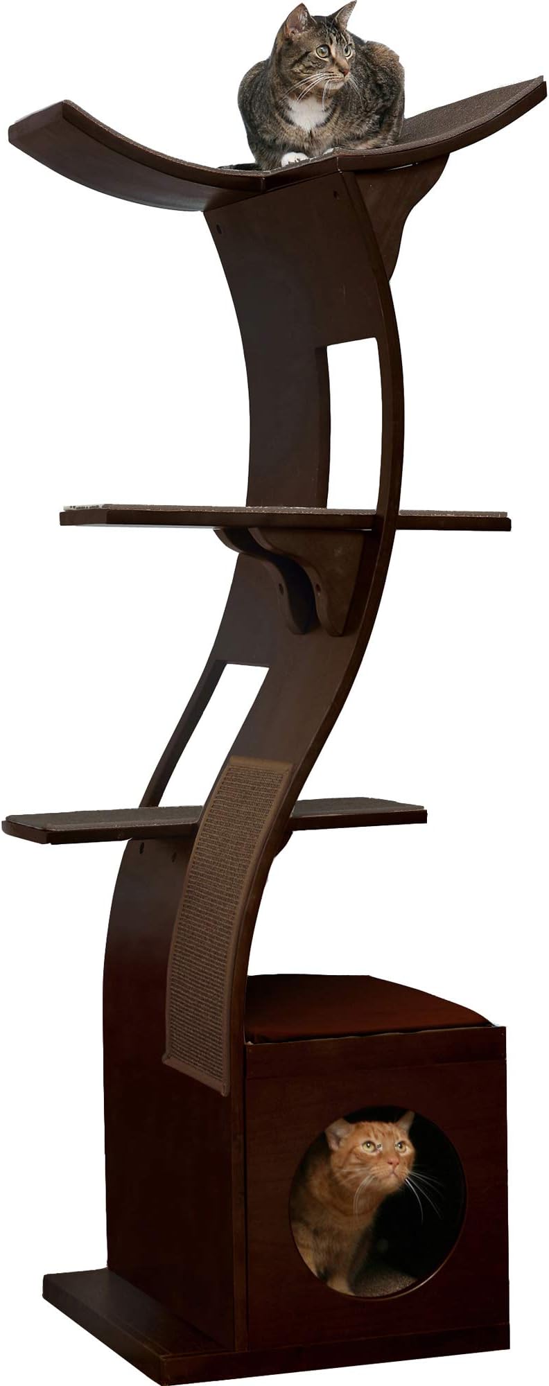 The Refined Feline Lotus Cat Tower Furniture, Multi-Level Cat Tree with Scratching Pad, Perches, House to Climb, Play, Relax for Kitty