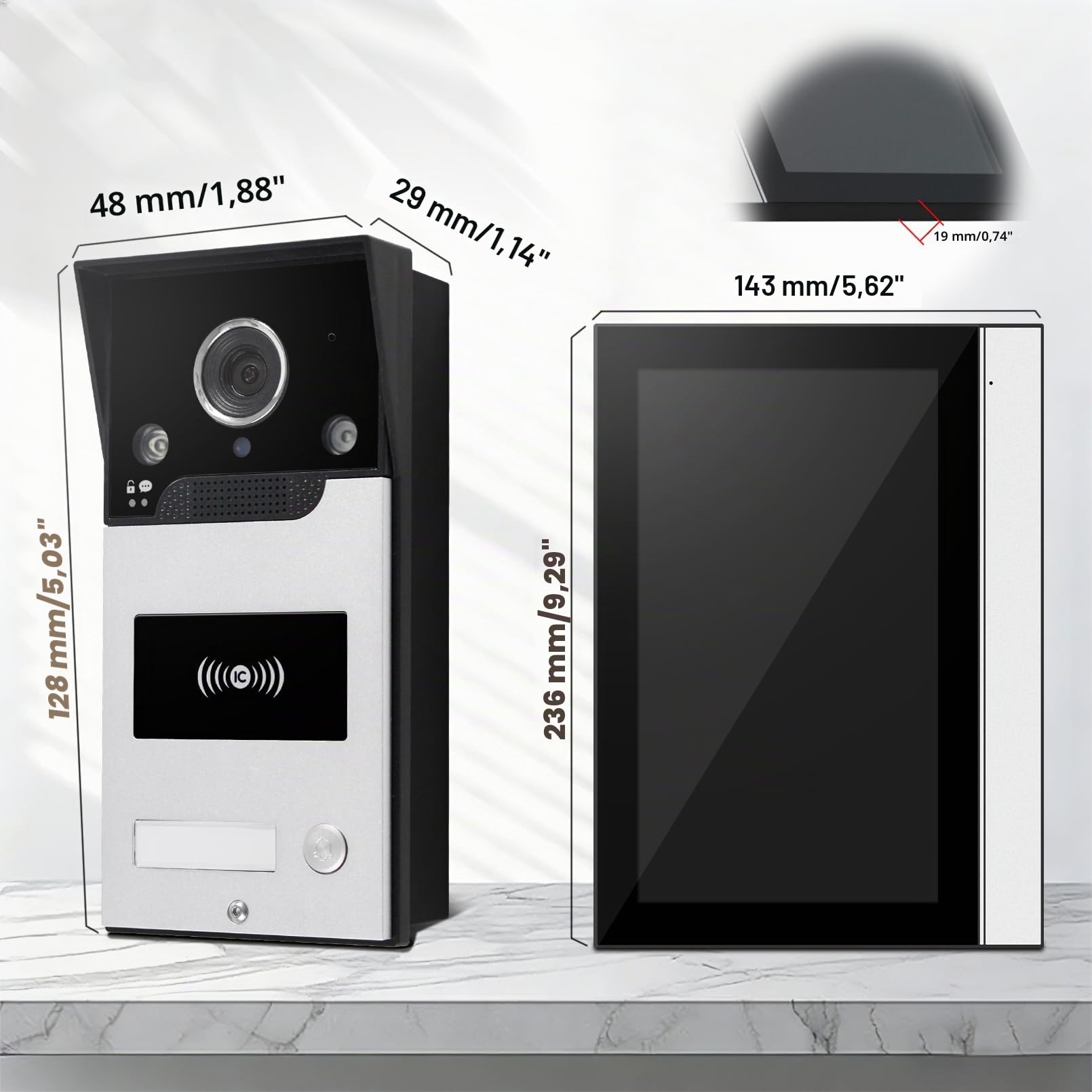 Tuya Videocitofono con WLAN, Videocitofono 1080p con Telecamera, 4 Fili, Sblocco tramite App/Carta, Rilevamento del Movimento, Registrazione e Riproduzione (25 cm)