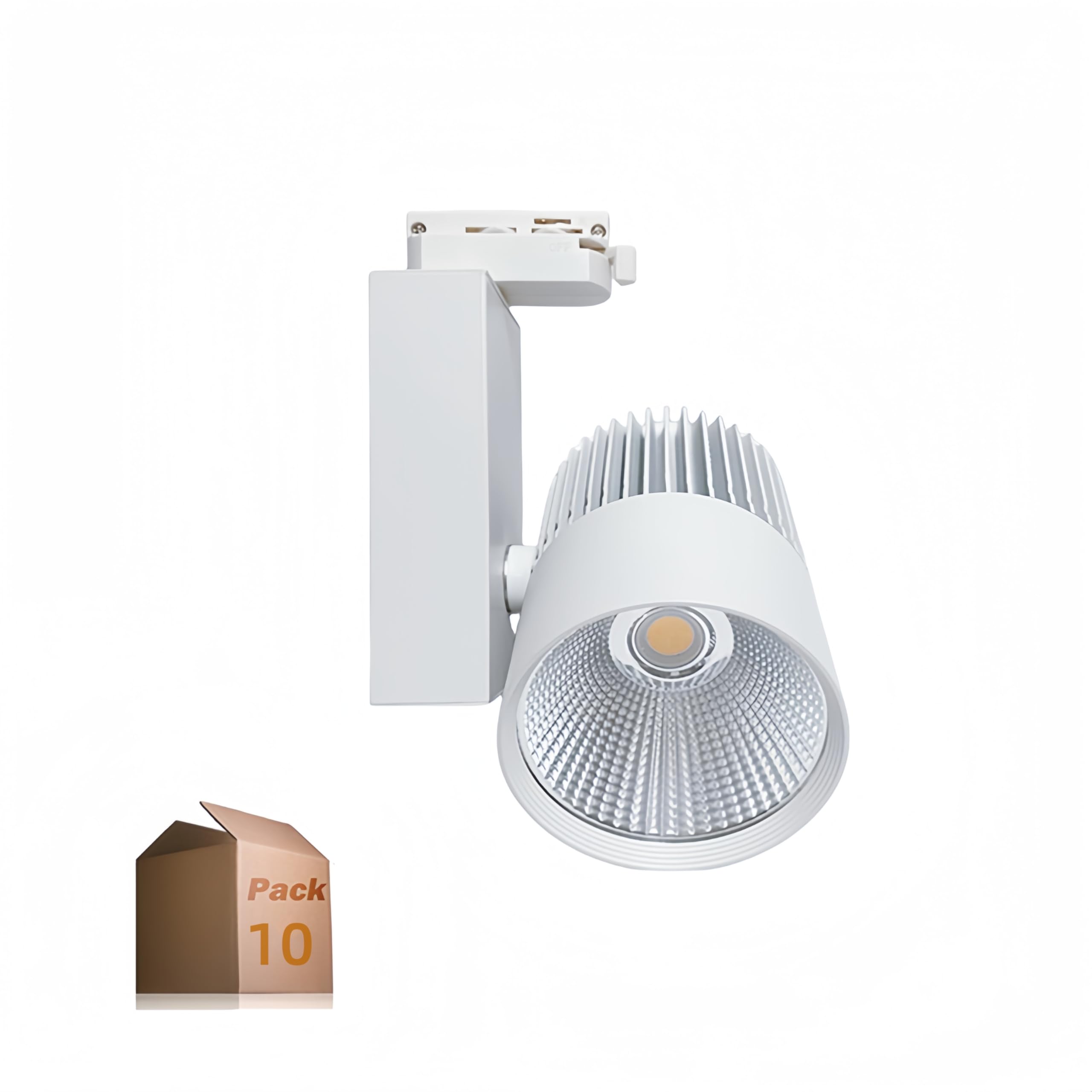ONSSI Foco de Carril LED 30W G8002 Monofásico (PACK10) Blanco Neutro Alta Luminosidad Foco Led de Techo, Iluminación Comercial