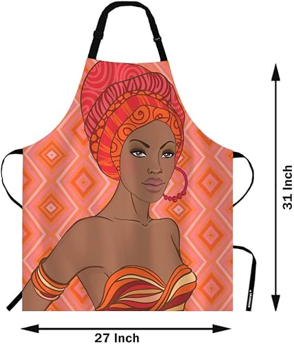 Miniatura 3 de WONDERTIFY Delantal africano para mujer, sexy con aretes y sombreros rojos, delantal con cuello ajustable para hombres y mujeres, adecuado para el