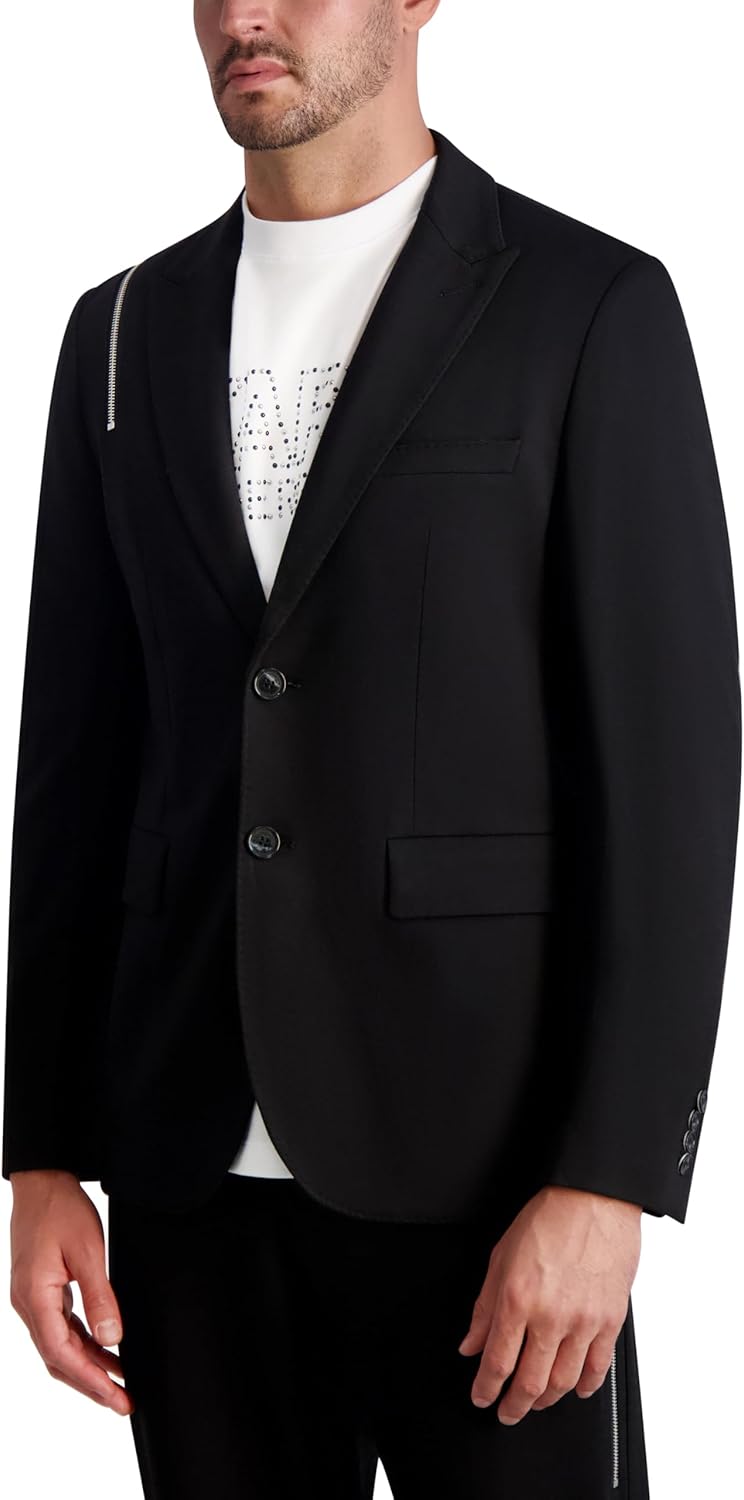 KARL LAGERFELD Mens 2 Button Exposed Zipper Blazer - Image 3