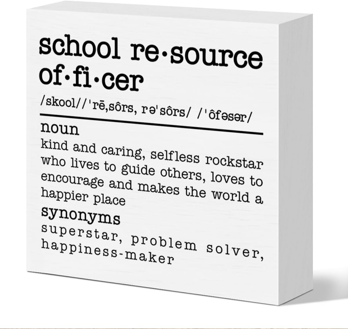 School Resource Officer Box Sign 5x5 Inch Wood Desk Decor