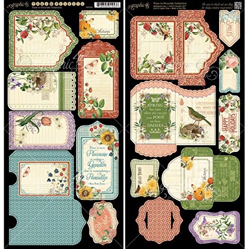 Graphic 45 Time to Flourish Tags and Pockets for Scrapbooking