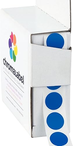 ChromaLabel Etiquetas redondas de 0.50 pulgadas, etiquetas adhesivas permanentes con cĂłdigo de color, 1000 etiquetas por caja dispensadora, azul ChromaLabel Etiquetas redondas de 0.50 pulgadas, etiquetas adhesivas permanentes con cĂłdigo de color, 1000 etiquetas por caja dispensadora, azul