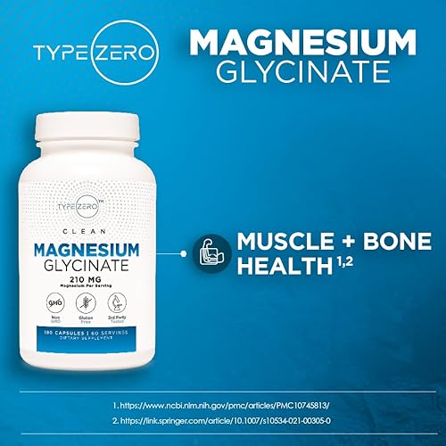 Miniatura 5 de Type Zero Glicinato de magnesio (210 mg | 180 cápsulas) puro, sin OMG, sin gluten, suplemento natural de magnesio de alta absorción