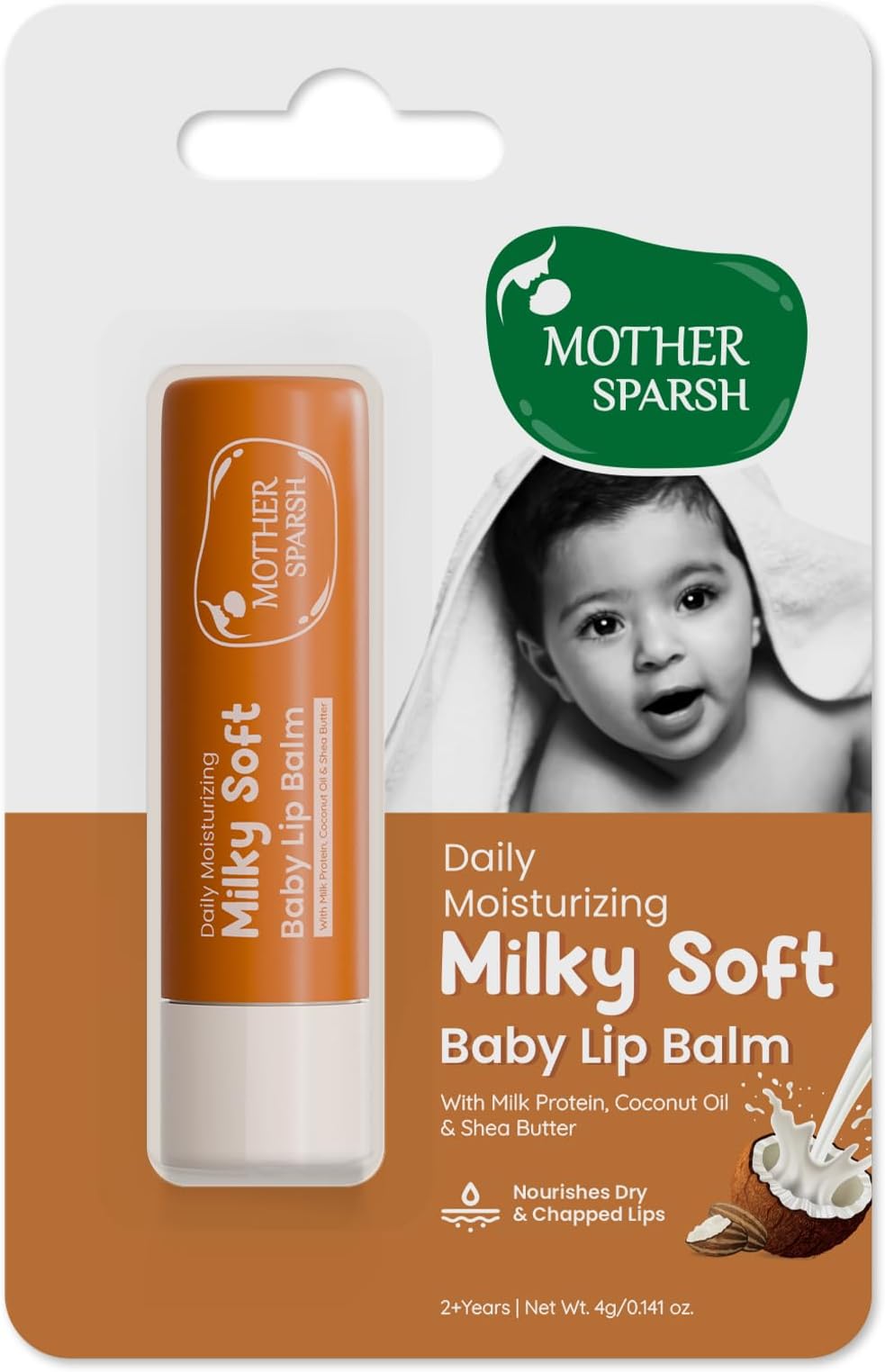 Mother Sparsh Milky Soft Baby Lip Balm for Nourishing Dry Chapped Lips With Milk Protein