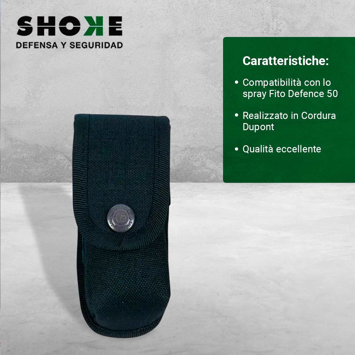 Shoke - Custodia spray peperoncino antiaggressione - Realizzata in Cordura Dupont - Compatibilità per riporre torce elettriche, coltelli e altri accessori - 11,5 cm x 5,5 cm x 4,7 cm