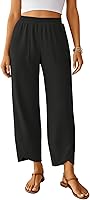 NILOUFO Women's Baggy Wide Leg Palazzo Pants - High Waisted Elastic Harem Trousers with Pockets, Loose Comfy Casual Lounge Pants