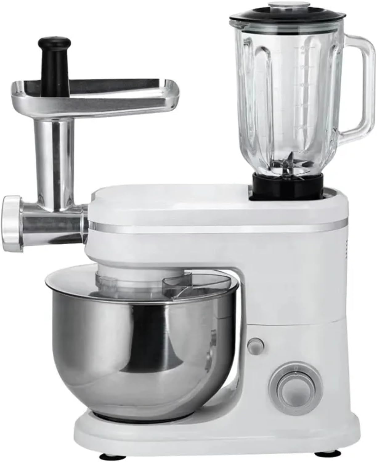 All-in-One Stainless Steel Food Processor, 6L/10L Electric Meat Grinder & Dough Mixer, 7-Speed Blender for Juicing, Chopping, Kneading, Whipping, Easy to Clean (10L)