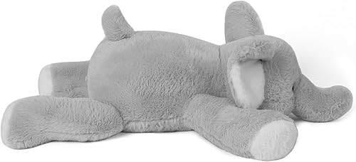 Miniatura 5 de JellyMallow Animales de peluche de elefante con peso de 24 pulgadas, color gris, 5 libras, almohada de felpa de elefante gigante para niños y adultos