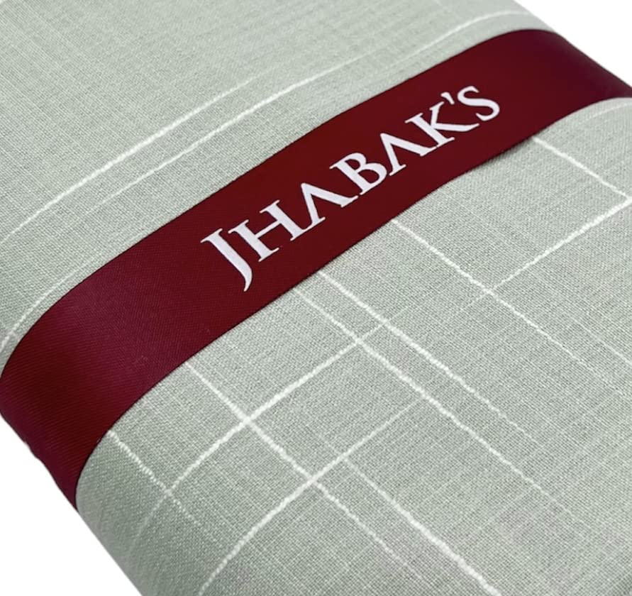 JHABAK'S Premium Linen Shirt and Trouser Fabric - Cotton Blend Material - 2.25m Shirt Cloth - 1.20m Pant Piece (Leaf Green Shirt, Navy Blue Trousers) 4