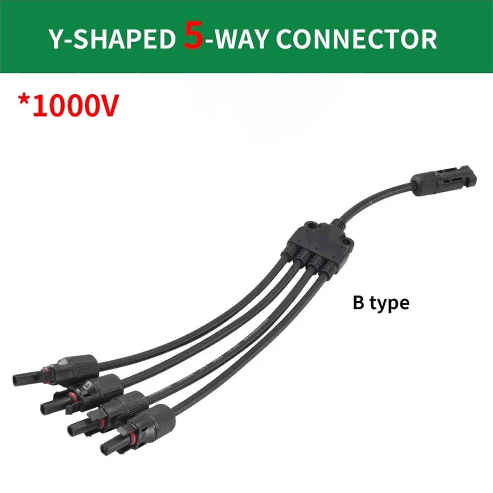 1/5/20/100 juegos de conectores solares fotovoltaicos en Y macho y hembra de 3/4 vías tipo Y 2/3/4 a 1 adaptador PV cable de enchufe (MC4-Y5-B,1 juego)