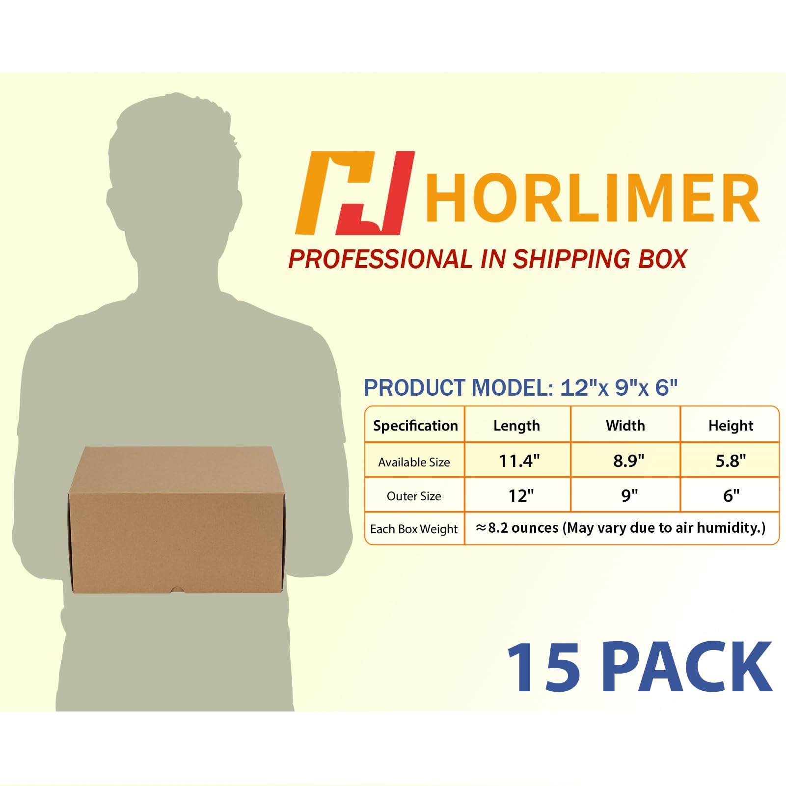 HORLIMER 15 Stück Braun Versandkarton Klein Karton Box, 30,5x22,9x15,3 cm Verpackungskartons aus Wellpappe für Warensendung, Geschenkbox, Faltkarton, Postkarton