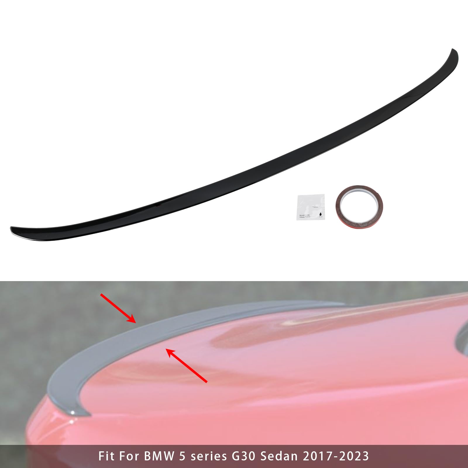 Topteng Gloss Black Rear Boot Spoiler Apto para BMW 5 Series G30 Sedan 2017-2023 M5 Style