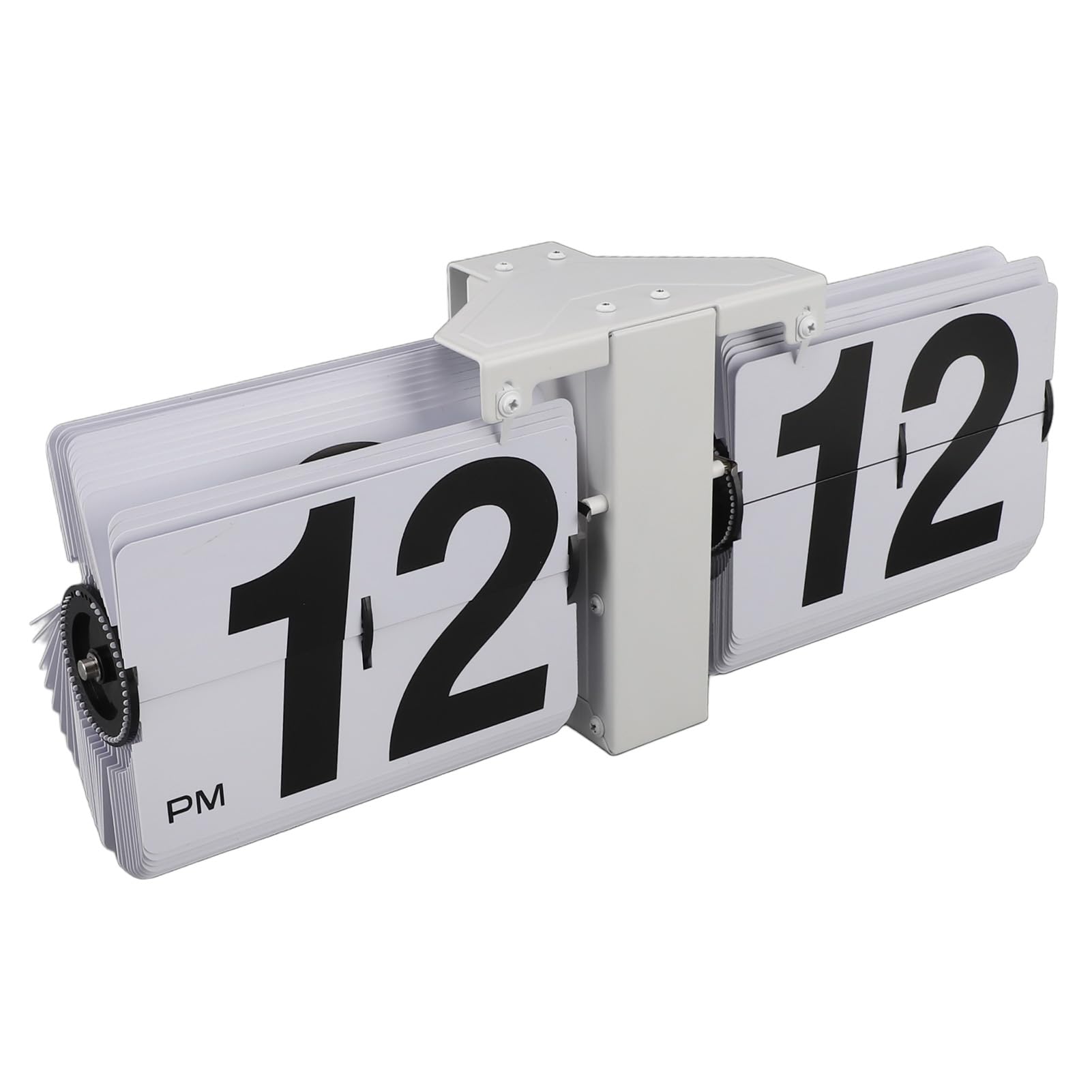 Alomejor Zegar z klapką w Stylu Retro, Mechaniczny Zegar na Biurko, Zasilany baterią, z Dużymi Cyframi, do Nauki i kolekcjonerów. Stal Nierdzewna 304 (WHITE)