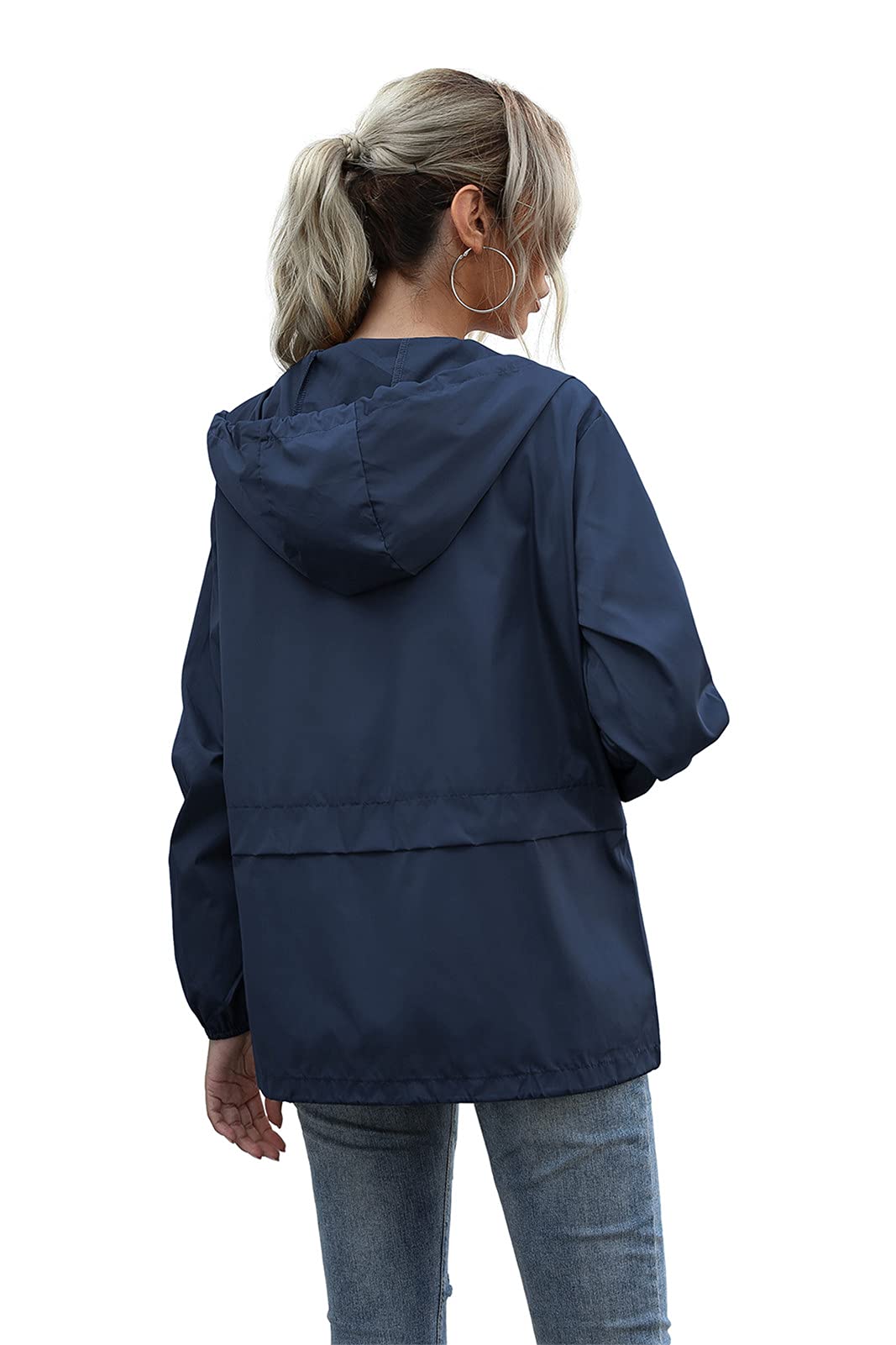 SotRong Veste imperméable légère et pliable pour femme - Coupe-vent - Fermeture éclair - Avec capuche - Séchage rapide - Imperméable