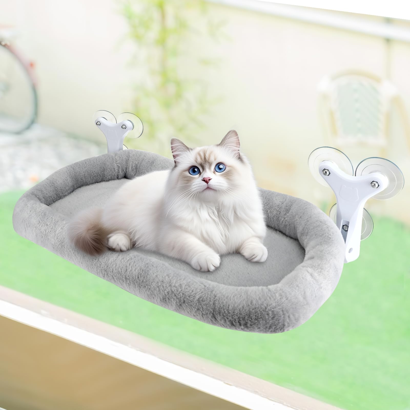 Sprifityy Hamac pour Chat,avec ventouses Stables,Chaise Longue Pliable,hamac de fenêtre,lit pour Animaux de Compagnie,Bain de Soleil,capacité de Charge jusqu'à 23 kg (Gris, XL)