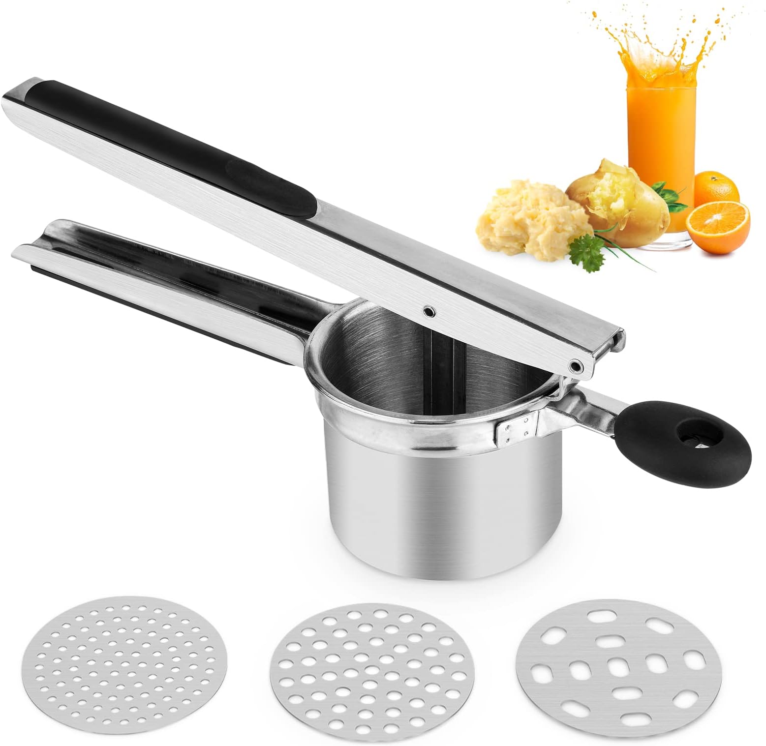 Anpro Potato Masher Stainless Steel 304 Hole Diameter 2.5 mm Masher for
