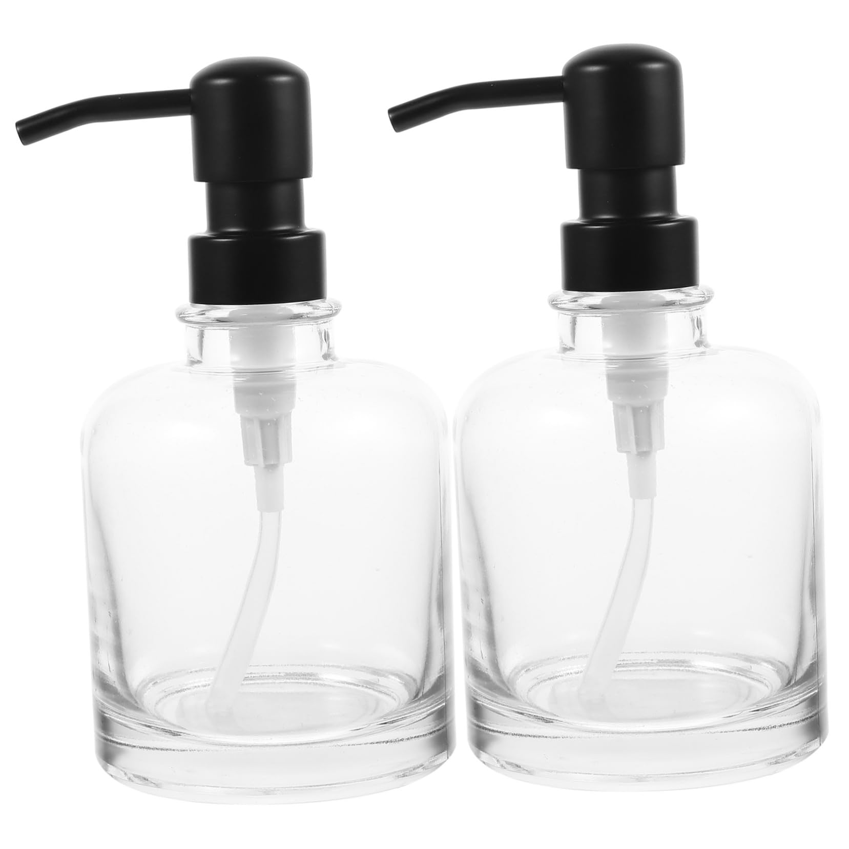 Cabilock 2stücke Shampoo Pumpe Flasche 12oz Edelstahl Glas Seifenspender Für Badezimmer Wiederverwendbar Druckempfindlich Transparent Leicht Nachfüllbar