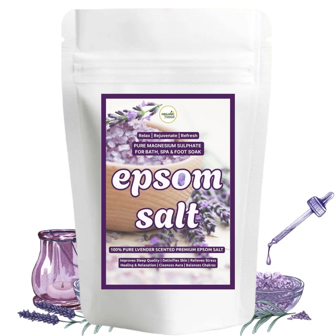 Organic Vardaan - Lavender Epsom Salt | For Stress Relief, Muscle Relaxation & Skin Softening | Pure Magnesium Sulphate for Bath, Spa & Foot Soak-picture-26