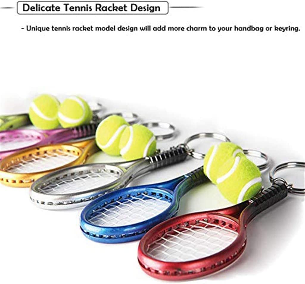 6 Pezzi Mini Racchetta da Tennis Portachiavi con Ciondolo a Forma di Palla, Accessori per la pubblicità Sportiva, Souvenir per Tifosi