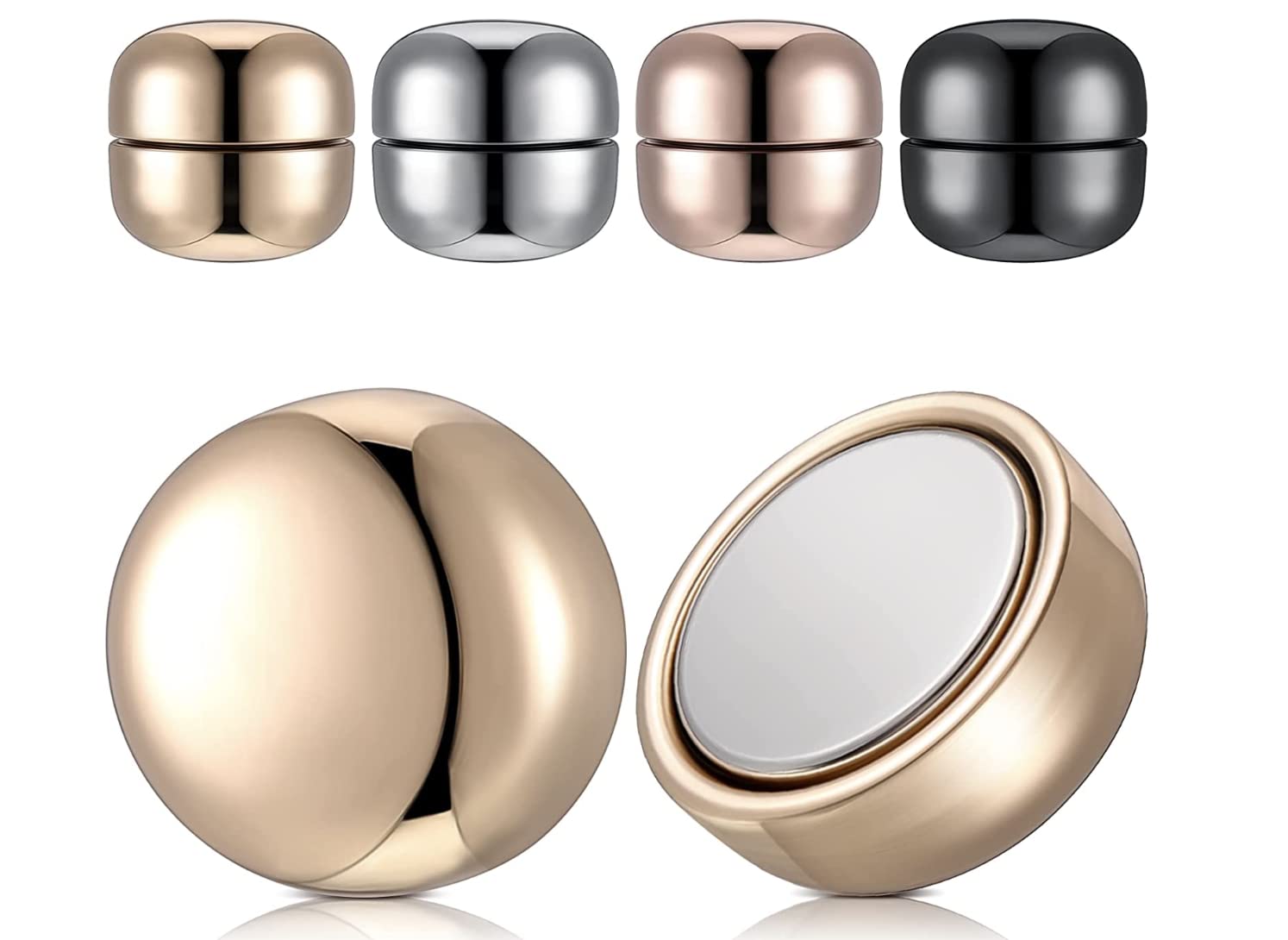 Bling Designer CollectionHijab Magnetic Pins Strongest Commercial Strength Hijab Pins for Women Clothing Magnets for Muslim Scarf Multi-Use Round Clip (Silver, Gold, Rose Gold, Black)