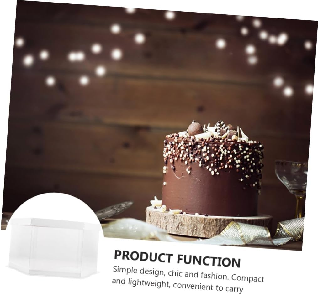 Hexagonal Cake Packaging Box 10 Inch Single Layer Cake Packing Container with Lace White Lid, Food Storage Carrier for Bakery and Party Use
