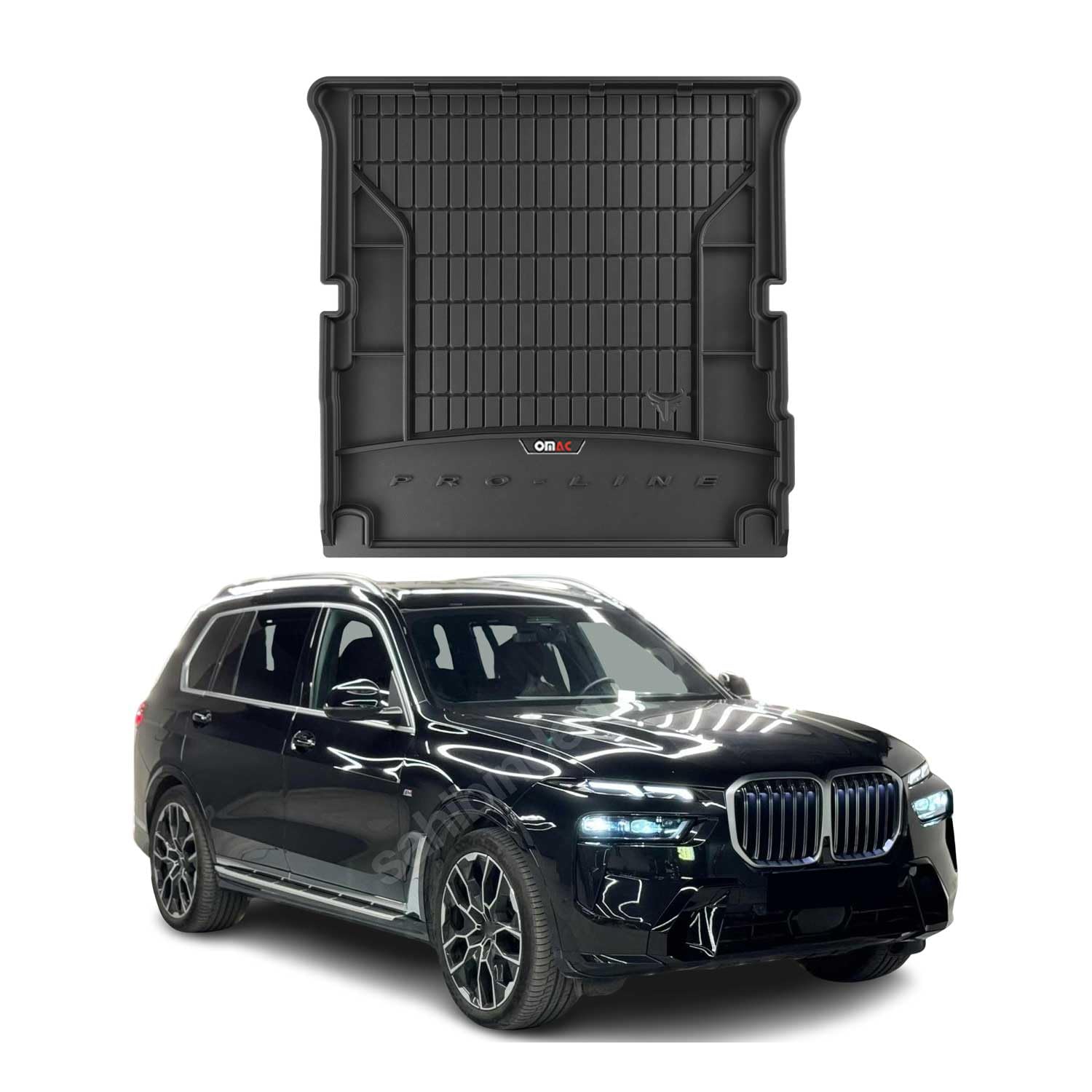 OMAC Gummi Kofferraumwanne kompatibel mit BMW X7 G07 2018-2026 Klappbare 3.Reihe Schwarz