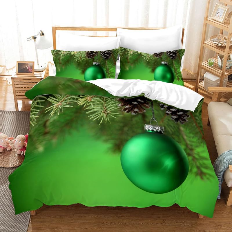 Housse de couette 220x240 vert minimaliste avec ses 2 taies d'oreiller