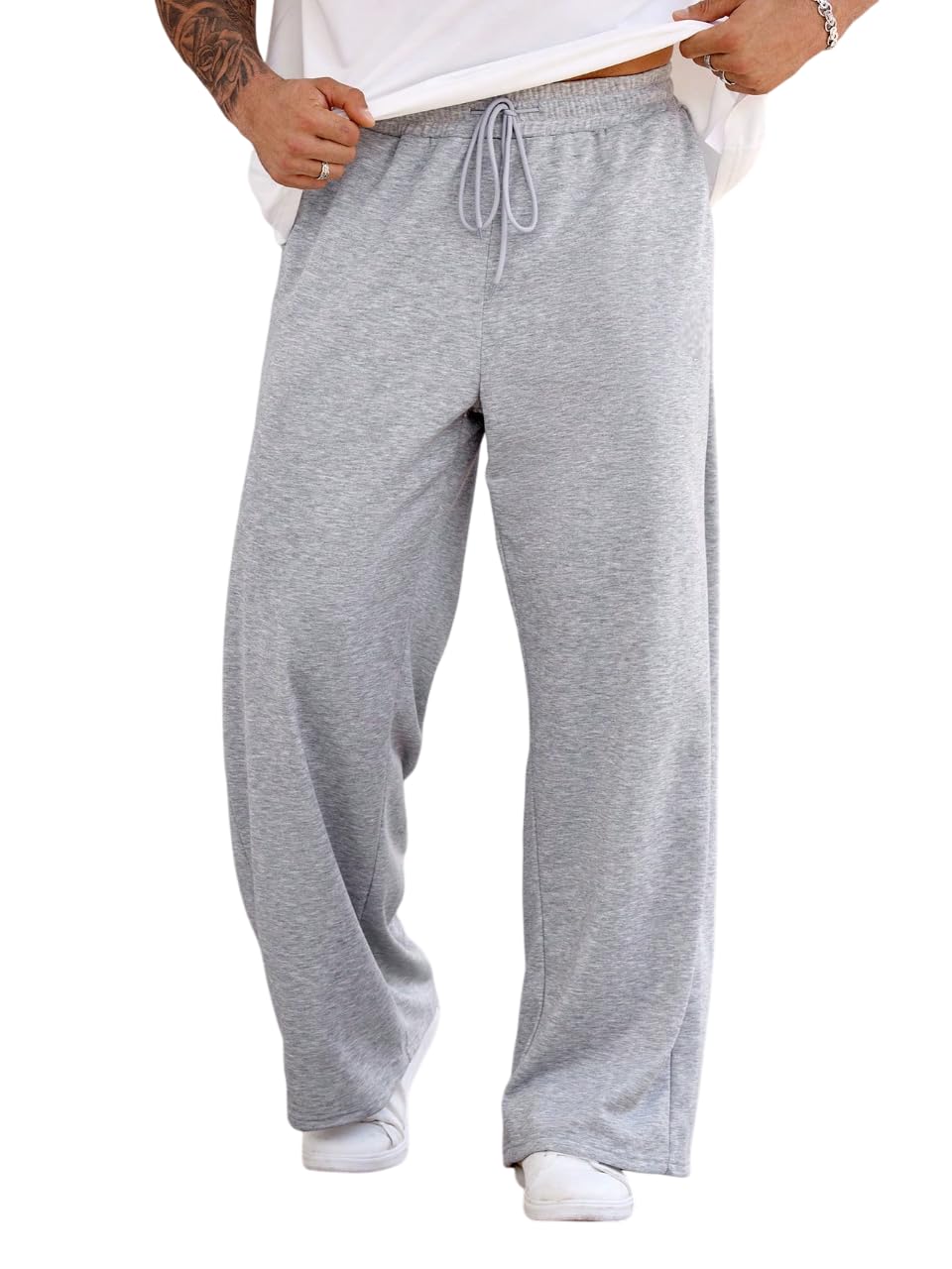 dockstreet Straight Wide fit Long Length Trouser Style Drawstring || OPENBOTTOM|| for Men/Trending Sporty Style, Relaxed Casual Pants for Men-picture-38