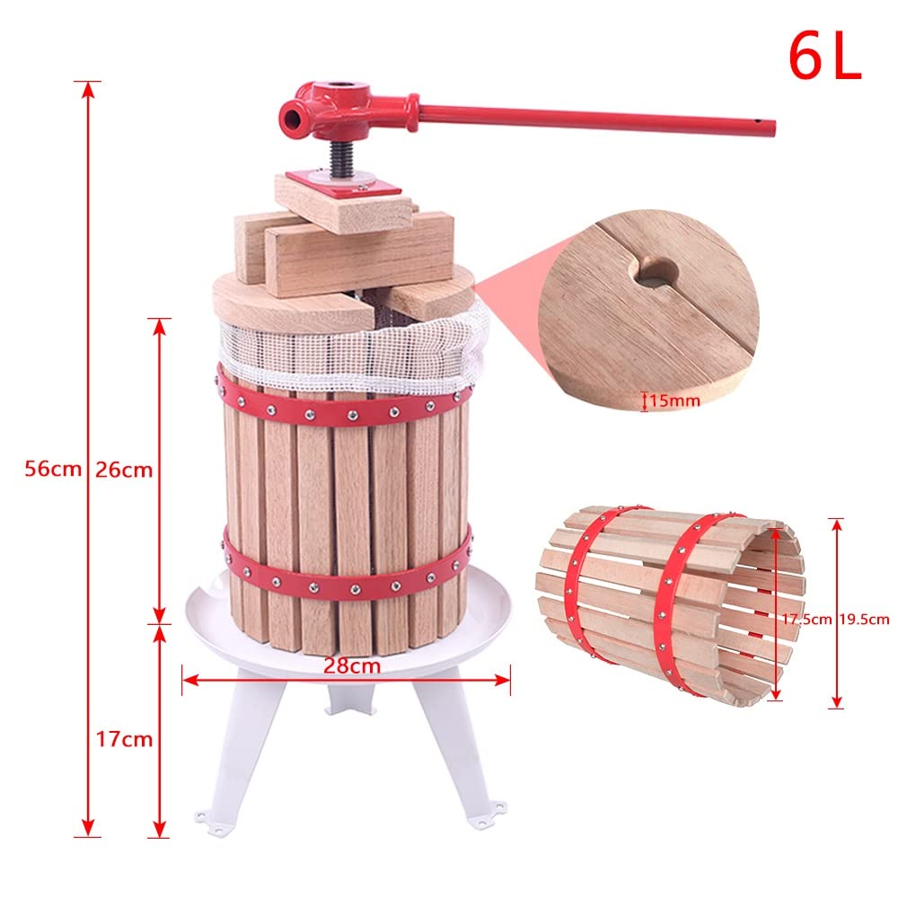 JOIEYOU Pressoir Fruits 12L + Broyeur 7L - Kit Presse-agrumes Manuel Bois Chêne - Pour Jus, Cidre, Vin