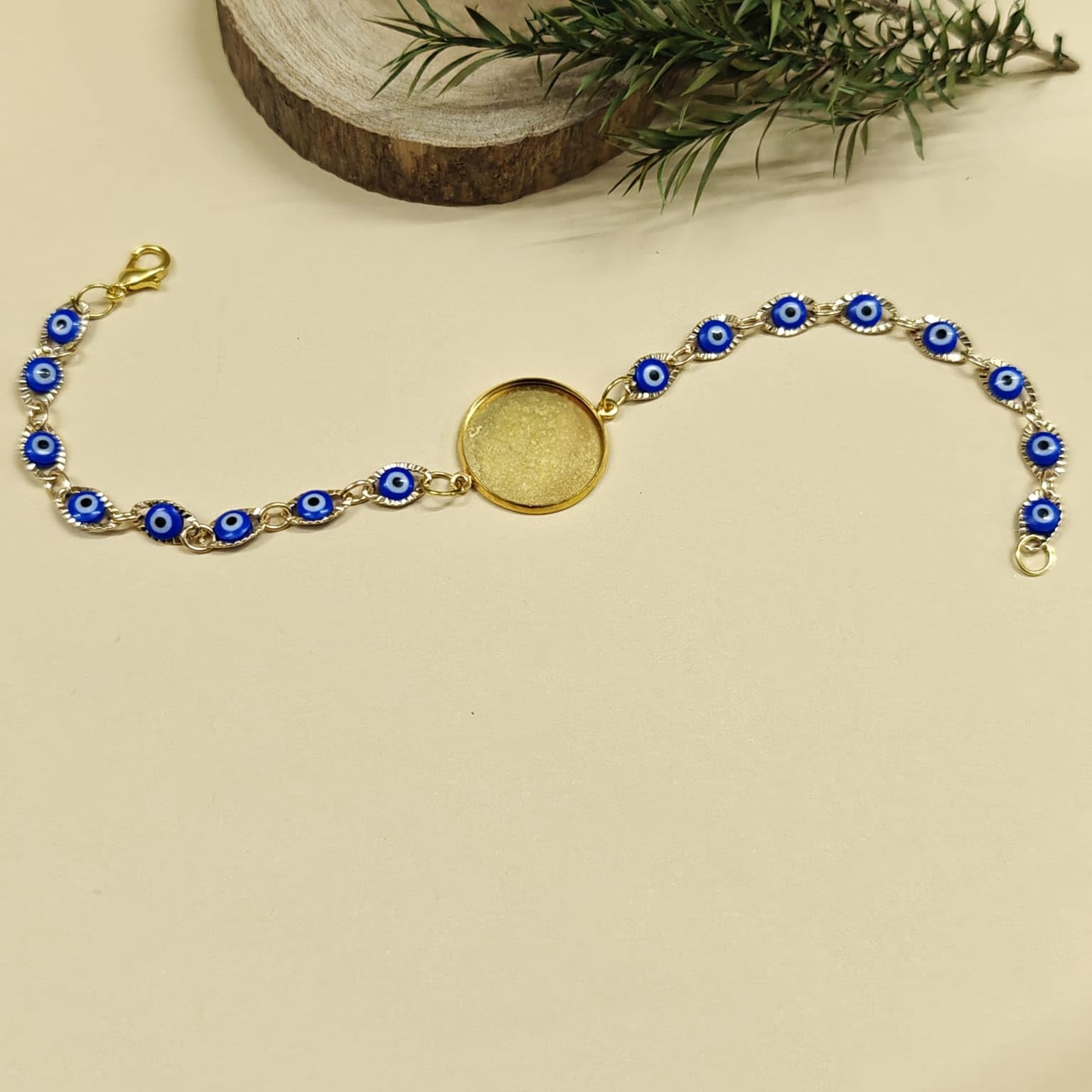 Rêvées Clive Evil Eye Rakhi Bracelet Base Kit, DIY Adjustable Charm Bracelet, Resin Art Craft Supplies for Raksha Bandhan 1